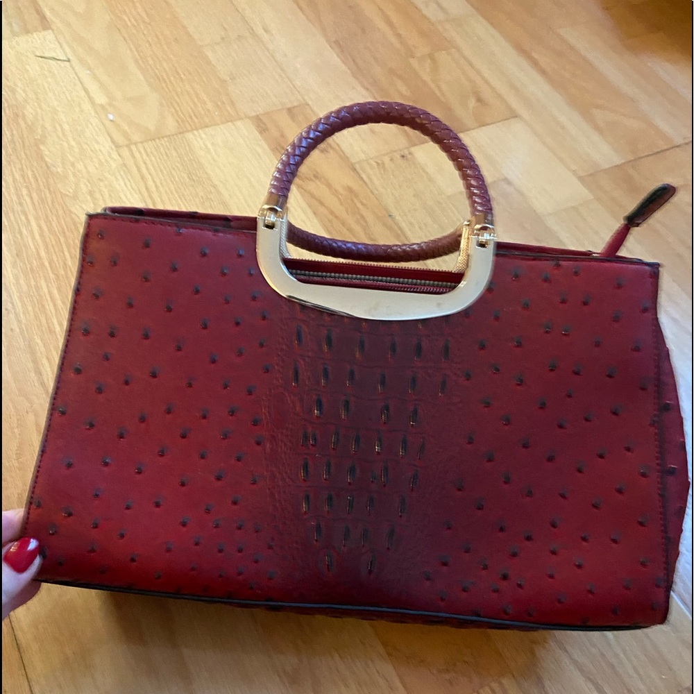 Red pleather bag